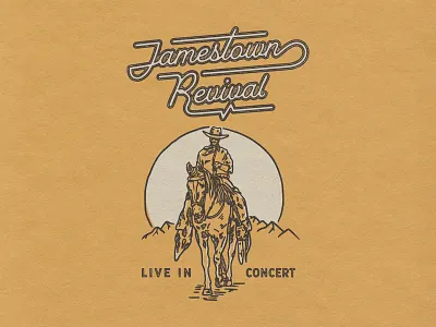 Jamestown Revival - Illustration band merch concert design cowboy desert horse jamestown revival merch design poster sun
