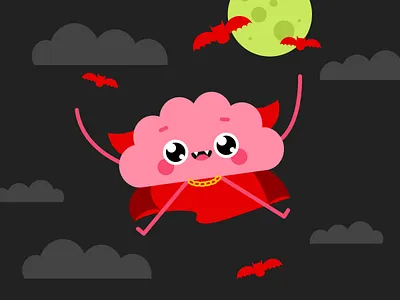 Brainy Dracula app application character cute design dracula halloween illustration vampire vector