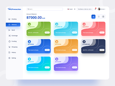 HolyTransaction- Cryptocurrency Money Transaction UI design app dashboard design homepage illustrator minimal mobile app text typography ui ux web app website