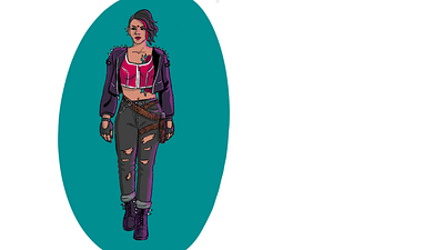 Character Design - Sita character cyberpunk design illustration red scifi