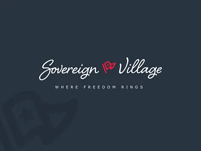 Sovereign Village Branding america appartments brand branding community complex elderly flag freedom home housing independent logo patriotic retirement script senior citizens sovereign village waving