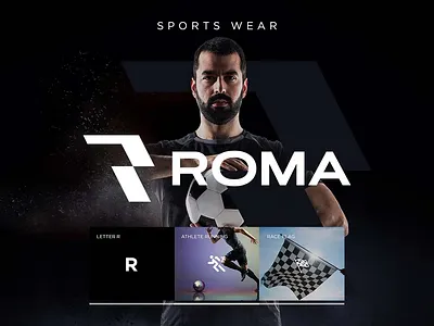 ROMA ~ sports wear | Visual identity design abstract black brand brand design branddesign branding concept dark design graphic design identity logo r rich black roma sports sports wear visual idesntity visuals wear