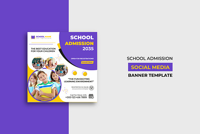 School Admission Social Media Post Template Design admission college creative design flyer design professional school school admission social media banner social media post square flyer template university web banner