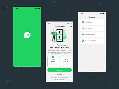 Dual Messenger App Design app app design design figma illustration ios messenger mobile mobile design modern subscription ui user interface ux uxui vector whatsapp