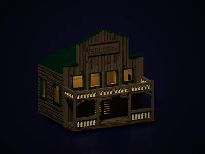 SALOON 3d 3dart cowboy magicavoxel saloon vox voxel voxel art wildwest