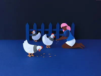 12 Days of Christmas - Three French Hens illustration paper art paper craft paper cut