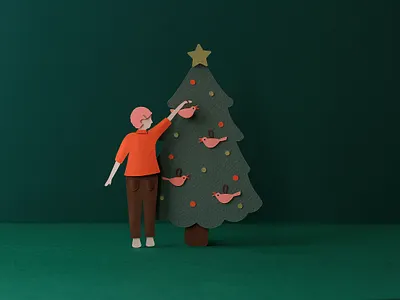 12 Days of Christmas - Four Calling Birds illustration paper art paper craft paper cut