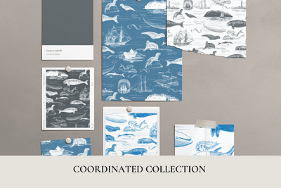 Marine Mammals Toile Pattern Set branding design estampa fashion graphic design illustration pattern print repeat repeating