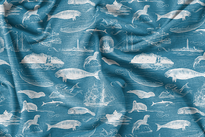 Marine Mammals Toile Pattern Set branding design estampa fashion graphic design illustration pattern print repeat repeating