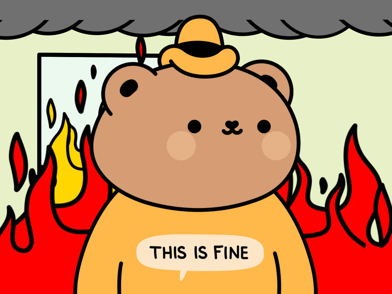 this is fine. bear burn chaos christmas cute everythingisfine fine fire kawaii nostress relax smoke sweater thisisfine uglysweater xmas