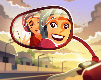 Love Story on Motorcycle character characterdesign design illustration illustration illustration design illustration graphic design love love story relationship romance
