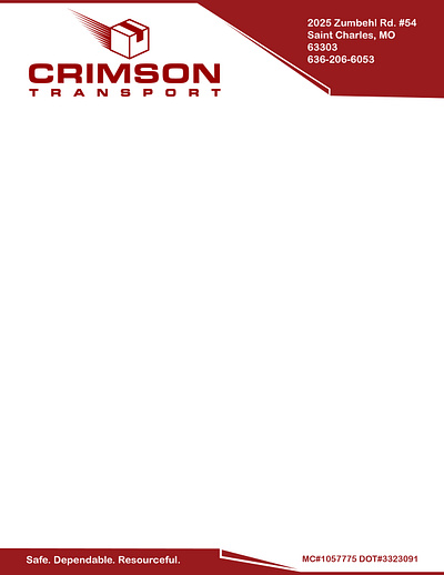 Crimson Transport Letterhead branding design graphic design icon illustration letterhead logo typography vector