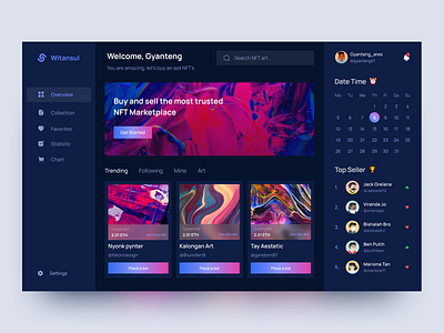 Witansul - Dashboard NFT's app clean dark dark mode dashboard dashboard dark mode dashboard nft design nft nft marketplace ui uiux ux