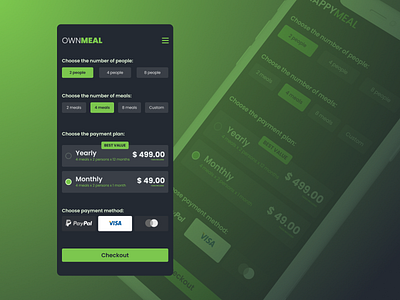 Daily UI Challenge :: 030 - Pricing app clean dailyui dark design flat graphic design green ios minimal mobile pricing theme ui ux vector web