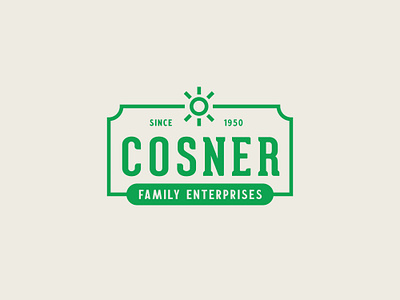 Conser Family Enterprises Logo badge branding cosner design enterprise family farm farming graphic design green icon illustration logo sun typography vector