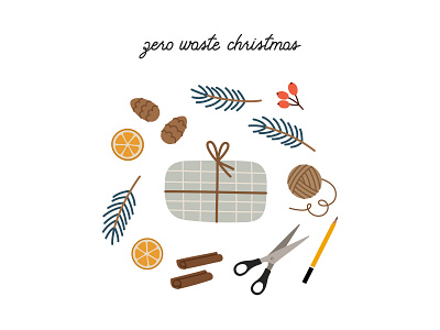 Zero-waste Christmas christmas illustration lettering pencil plant present season vector zero waste