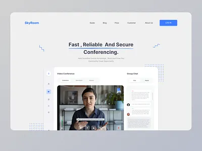 Landing Page Video Conference clean design clean website cloud conference conference video design landing landing page light design online skyroom ui video video conference vidoe web website