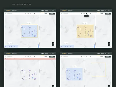 Edit tool agriculture beekeeping boundaries create delete desktop edit edit tool map merge product design tool toolbar ui ux web app yards