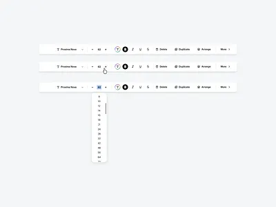 Font size controls, formatting bar app design font fontsize size tooling tools ui ux webapp website
