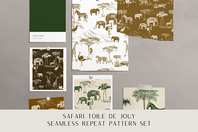 Safari Animal Toile Pattern Set branding design estampa fashion graphic design illustration pattern print repeat repeating