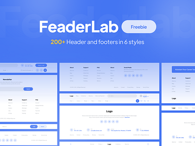 FeaderLab - 200+ Header and Footers (Freebie) assets echo echo design echodesign elements feaderlab footer freebie header kit minimal navigation ui uidesign web web design webdesign