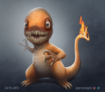 Charmander 2d charmander conceptart digitalart horrorart illustration photoshop pokemon