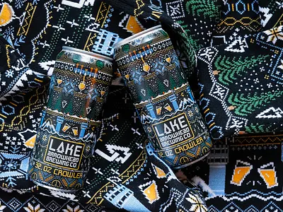 Holiday Edition Crowler: Lake Arrowhead Brewing beer design illustration label packaging pattern surface design vector