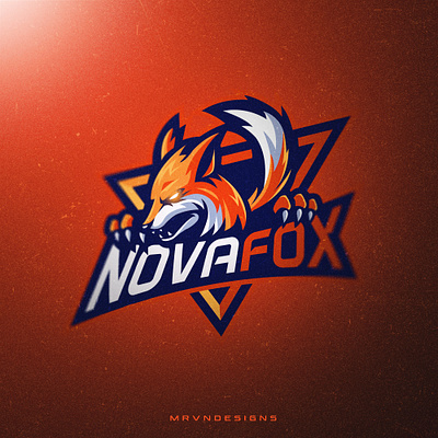 NOVAFOX 2d bold branding cool design esports fox gaming logo illustration logo mascot orange ui vector