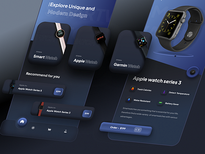 Smartwatch Store - App Design branding design ecommerce mobile app mobile app design mobile design mobile ui moblieapp odama plainthing smartwatch smartwatch app store ui uiux watch