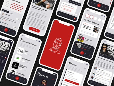 Mobile app concept / Video blog app black blog blogger illustration job search red reviews ui video youtube