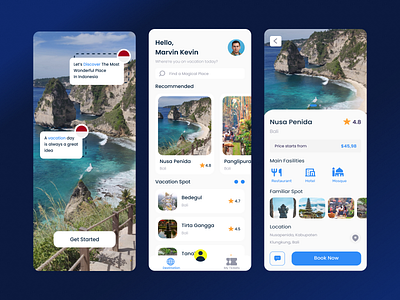 Vacation App - Bali, Indonesia design graphic design mobile mobile ui mockup ui user interface vacation app