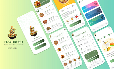 Flavoroso - Restaurant Menu Viewing App (Light Mode) adobexd app design mobileapp storyapp ui uidesign uiux ux uxcasestudy uxdesign