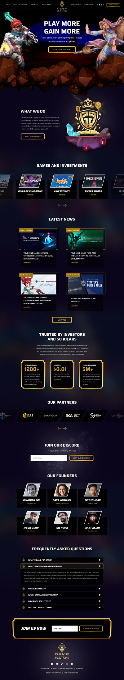 Blockchain Gaming Platform blockchain gain game gaming homepage landingpage videogame website