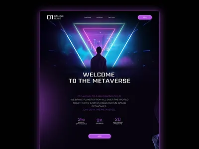 P2E gaming guild landing page blockchain concept crypto gaming landingpage p2e playtoearn ui ux webdesign webdesigner website
