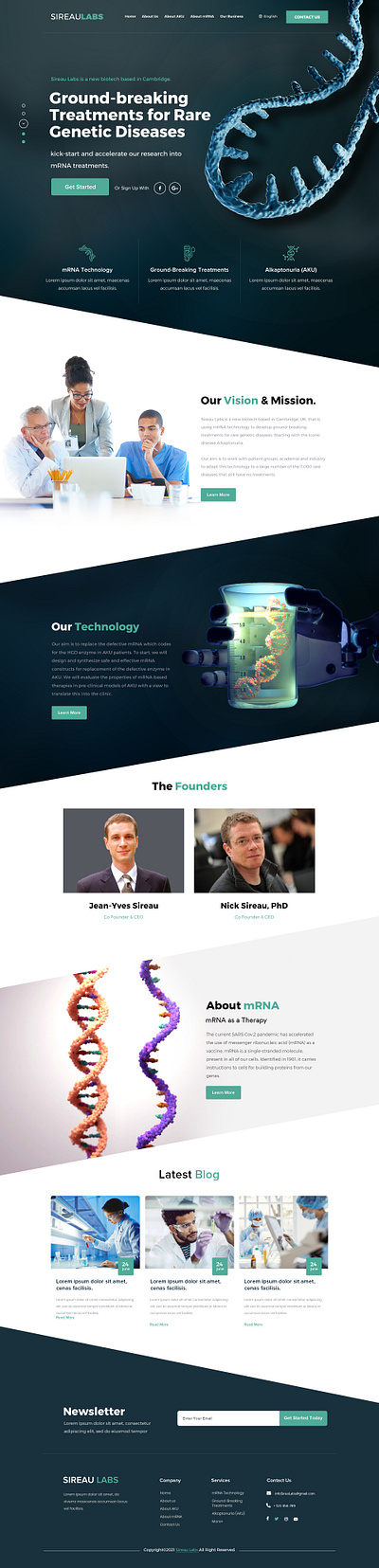 Website Design Concept For Lab covid design home mrna research technology website