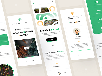 Organic Food & Farm Landing Page - Responsive app app design app ui dark theme farm farming foods landing landing page light theme mobile mobile landing mobile responsive mobile ui responsive site ui ux web website