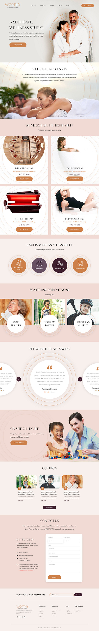 Home page design for self care care design landingpage selfcare spa suana website wellness