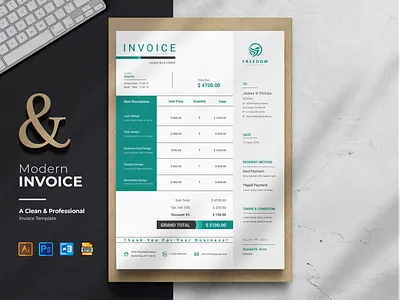 Invoice Template, corporate or company billing purpose brandingbite businessinvoice company billing purpose corporate invoice design graphic design invoice invoice design invoice eps invoice psd invoice template invoice word template multi use invoice