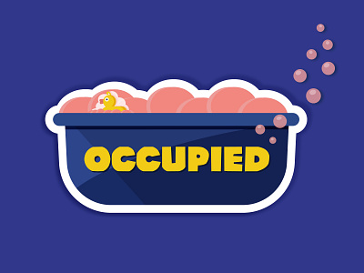 Stickers_Occupied art bath bathroom blue branding colors design duck foam font funny illustration logo pink rubber duck sticker sticker mule stickers vector yellow