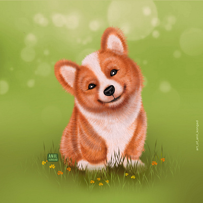 Cute Illustration Series - Puppy adobe photoshop anil kongad anilkongad animal illustration art artist artofanilkongad behance character design character illustration creative illustration cute cute illustration series digital illustration dog drawing illustration painting portfolio puppy