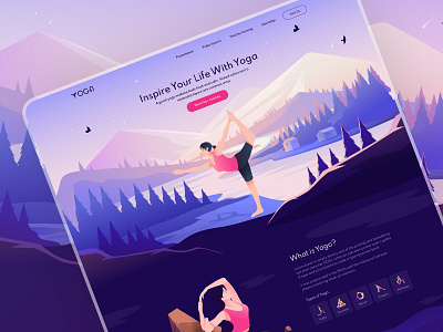 Landing Page Design for Yoga Website 2d banner design creative design creative banner graphic design graphic work graphics health health landing page home page illustration landing page training ui ux vector website yoga yoga class yoga landing page