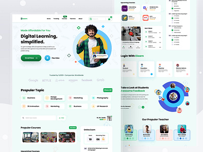 Elearn- Elearning Landing Figma Template academy coursera courses education elearning learning learning management system lms online education school teaching training