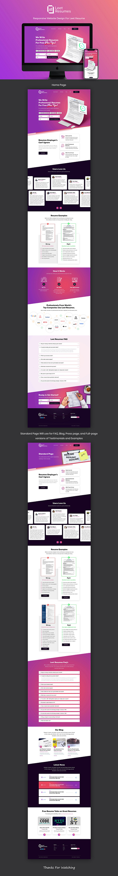 Resume Builder website cv design homepage landingpage resumes website