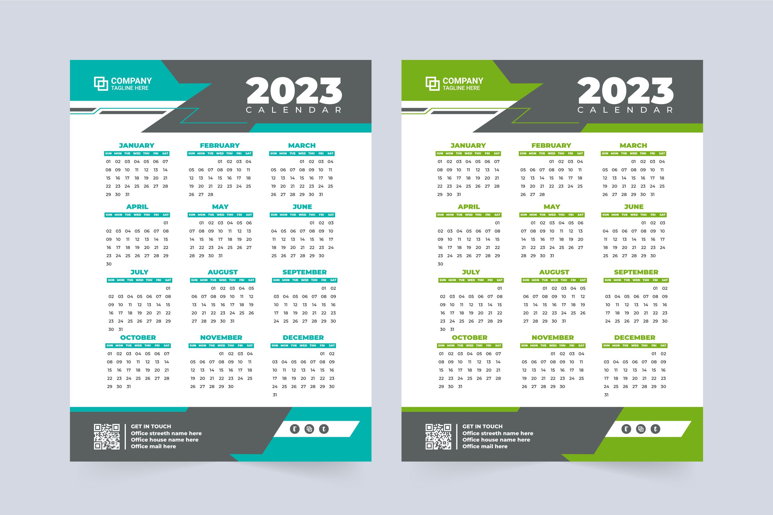 2023 year Annual calendar template by Iftikhar Alam on Dribbble