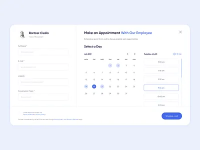 Schedule a call - ux ui interface ui ui design ux ux design web design
