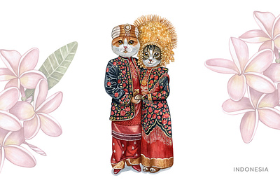 Wedding national costume | Indonesia wedding animal design draw illustration logo pet pets ui watercolor watercolor art