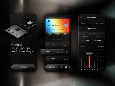 Fintech Online Banking App banking card credit card design finance fintech glass glow online banking ui ux