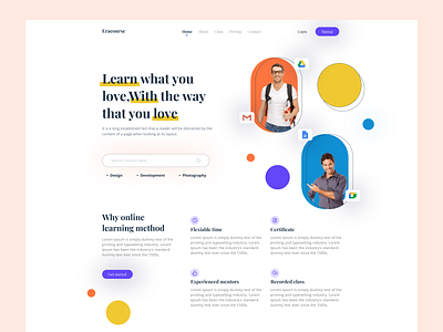 Online education platform web landing page ui design 2022 animation clean course design education education platform figma landing page minimal online online education responsive design subscription template trendy design ui ui ux web design website