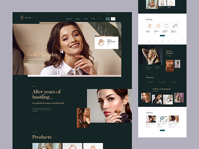 AKNES — Jewelry Store beauty biżuteria brand concept design e commerce ecommerce hero jakubowski jewelleries jewelry onepage poland shop store ui ux web webdesign women