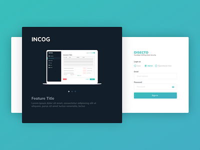 Login UI for INCOG app login ui ux